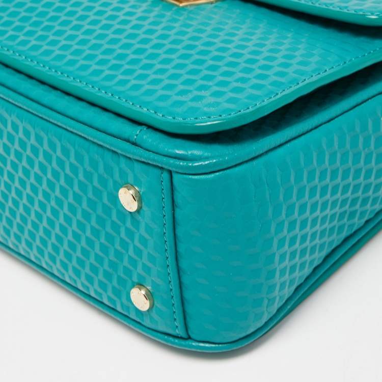 Pre Owned Aigner Green Embossed Leather Genoveva Top Handle Bag