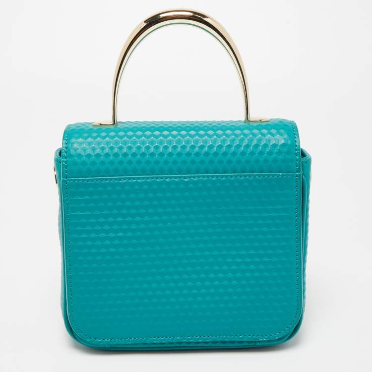 Pre Owned Aigner Green Embossed Leather Genoveva Top Handle Bag