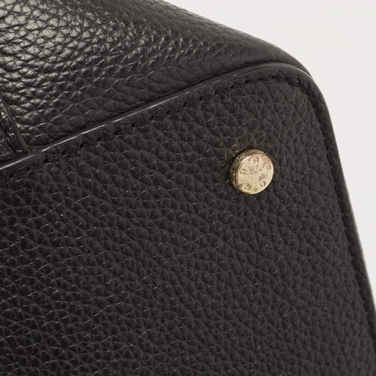 Pre Owned Aigner Black/White Signature Canvas and Leather Logo Satchel