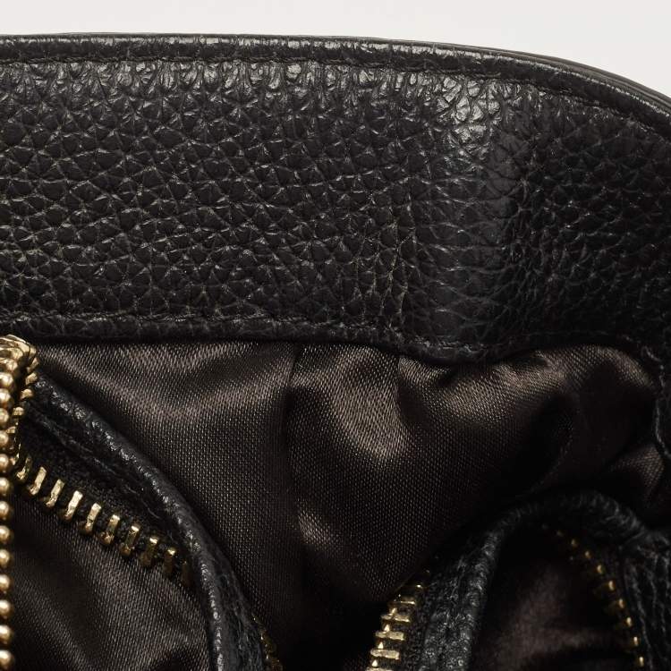 Pre Owned Aigner Black/White Signature Canvas and Leather Logo Satchel