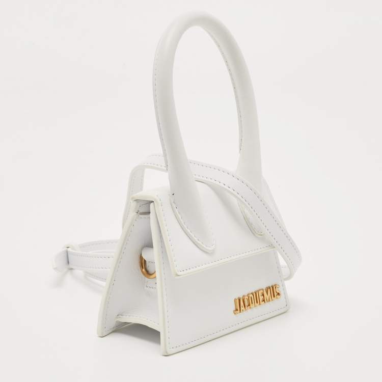 Pre Owned Jacquemus White Leather Mini Le Chiquito Top Handle Bag