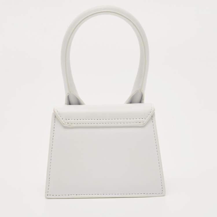 Pre Owned Jacquemus White Leather Mini Le Chiquito Top Handle Bag