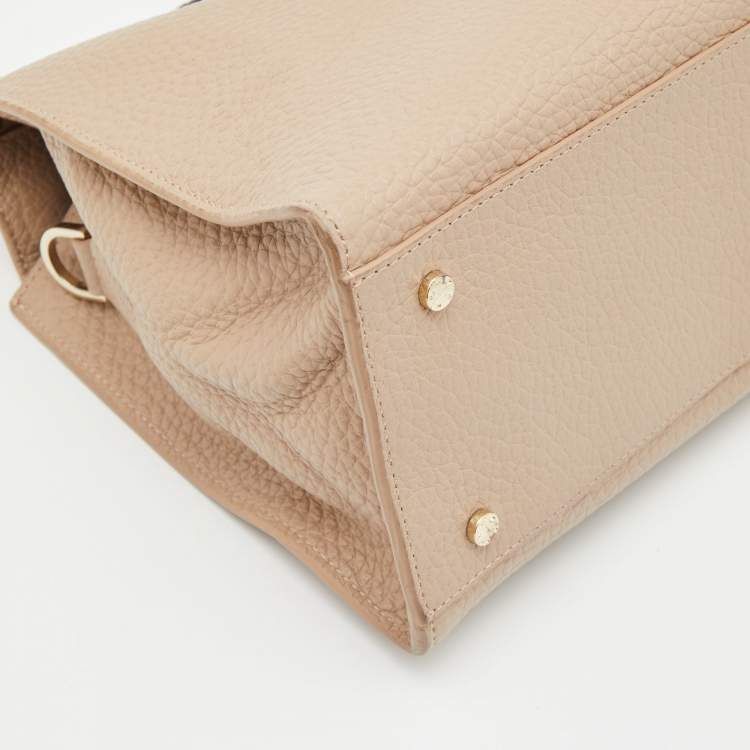 Pre Owned Aigner Beige/Black Leather Braided Top Handle Bag