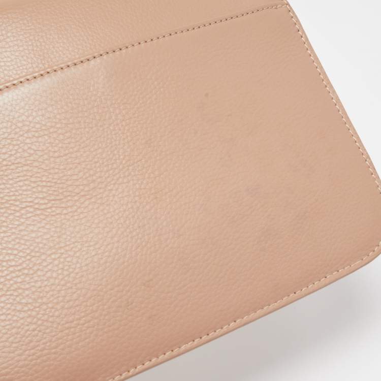Pre Owned Aigner Nude Leather Logo Flap Top Handle Bag