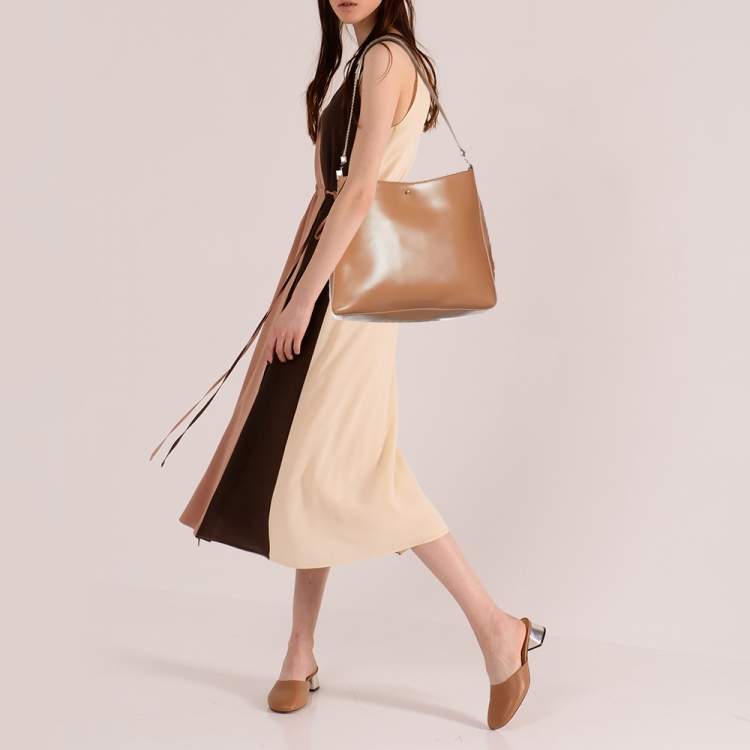 Pre Owned Aigner Beige Leather Hobo