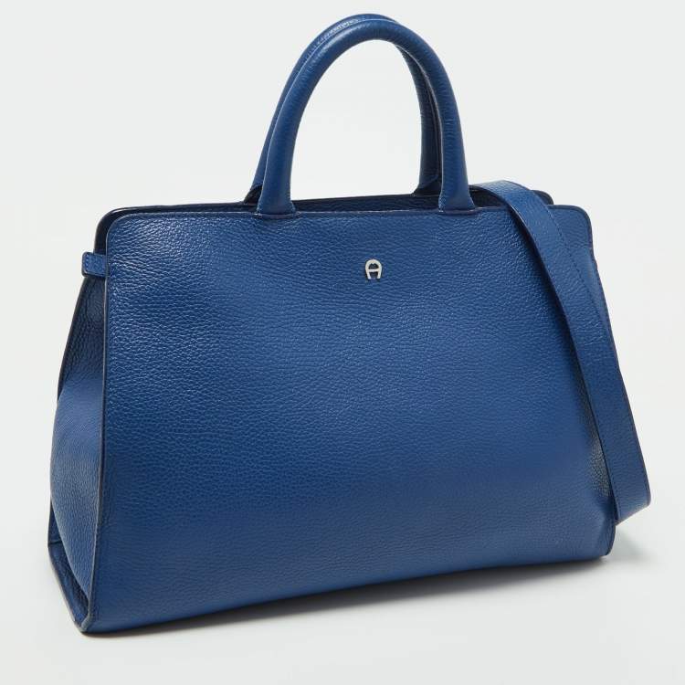 Pre Owned Aigner Blue Leather Cybill Tote