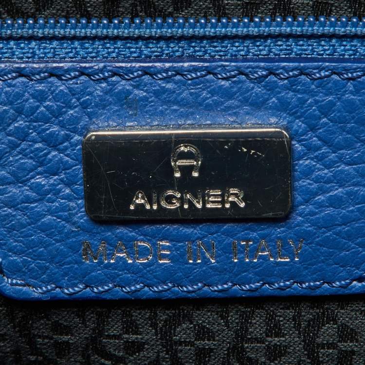 Pre Owned Aigner Blue Leather Cybill Tote