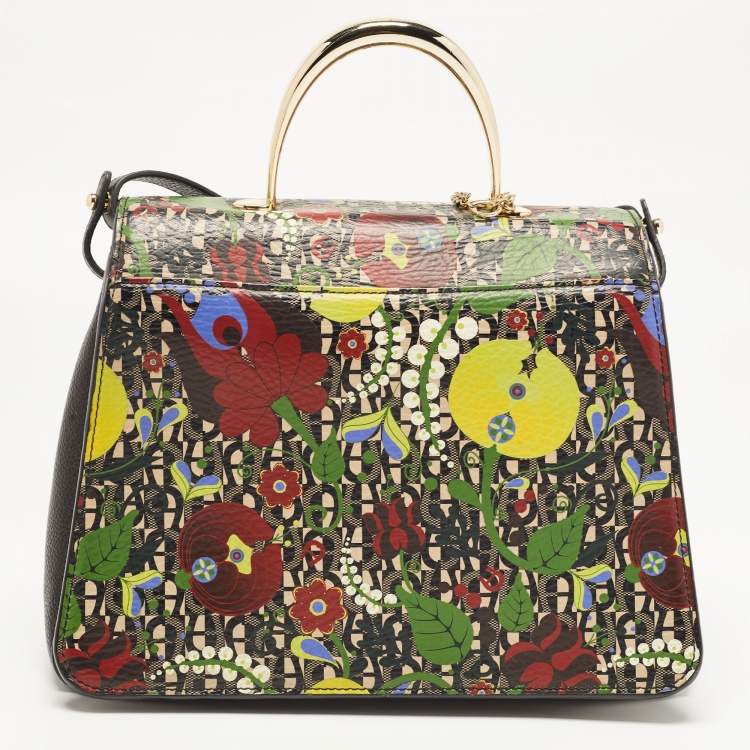 Pre Owned Aigner Multicolor Signature Coated Canvas And Leather Genoveva Top Handle Bag
