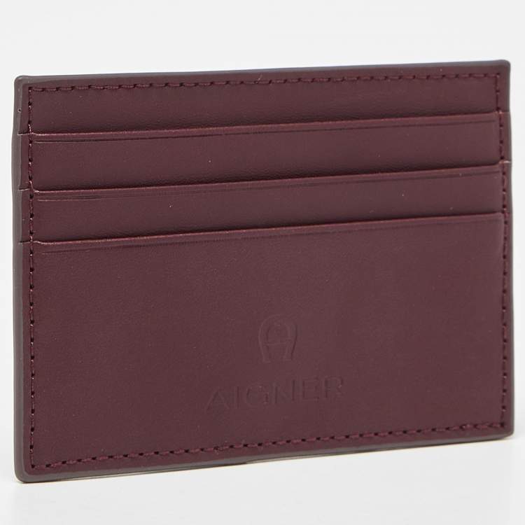 مملوكة مسبقًا Aigner Burgundy Leather Card Holder