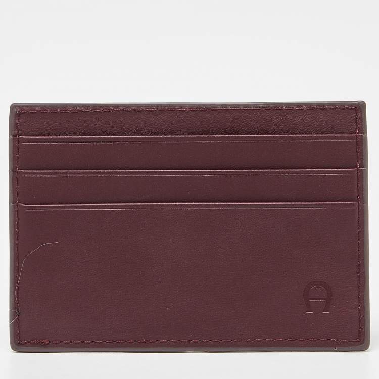 مملوكة مسبقًا Aigner Burgundy Leather Card Holder