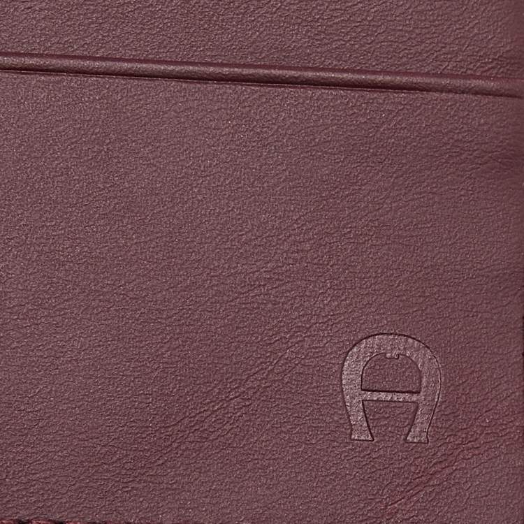 مملوكة مسبقًا Aigner Burgundy Leather Card Holder