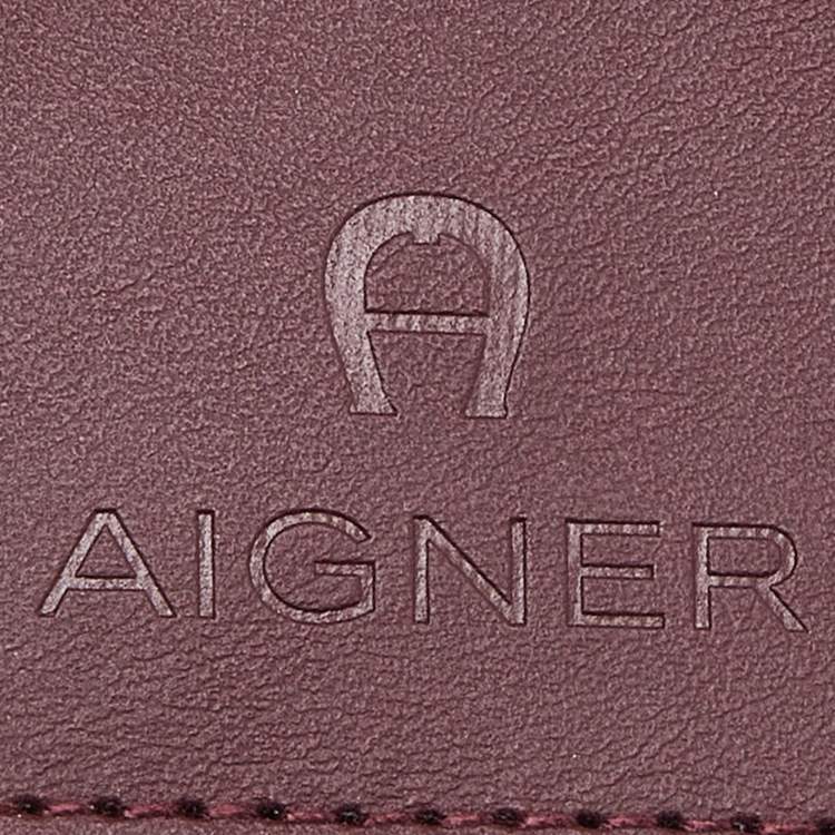 مملوكة مسبقًا Aigner Burgundy Leather Card Holder