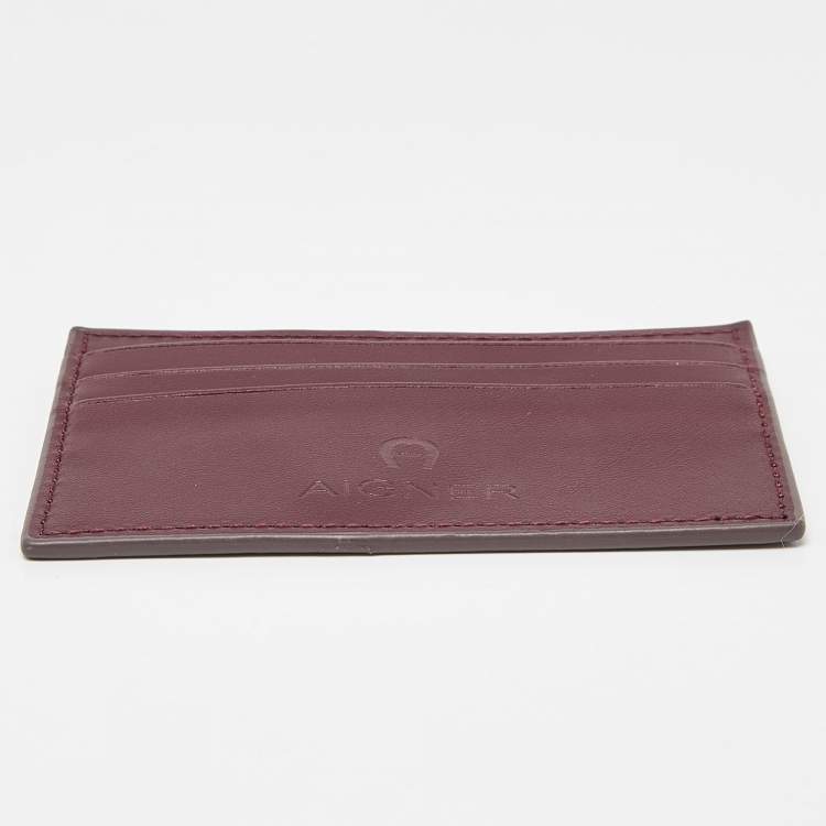 مملوكة مسبقًا Aigner Burgundy Leather Card Holder