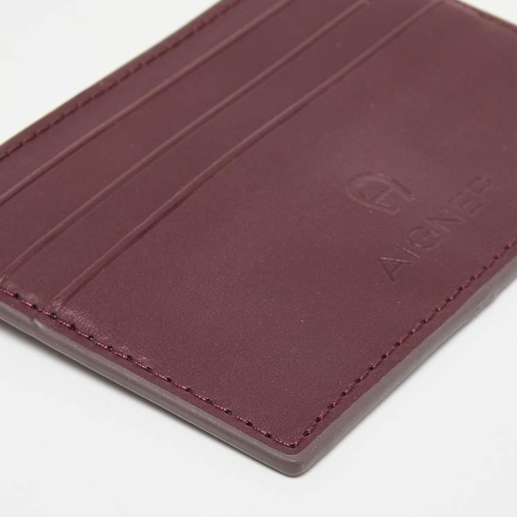 مملوكة مسبقًا Aigner Burgundy Leather Card Holder