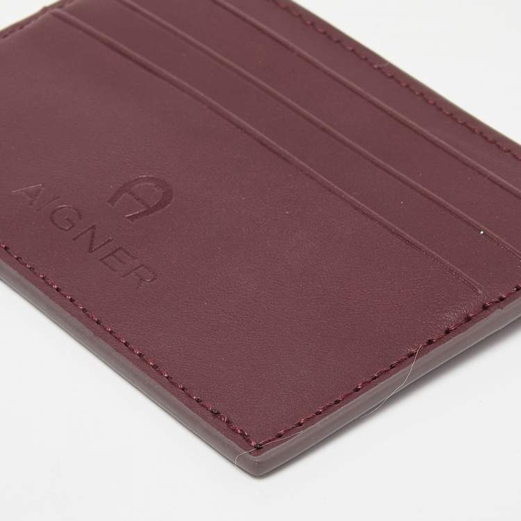 مملوكة مسبقًا Aigner Burgundy Leather Card Holder