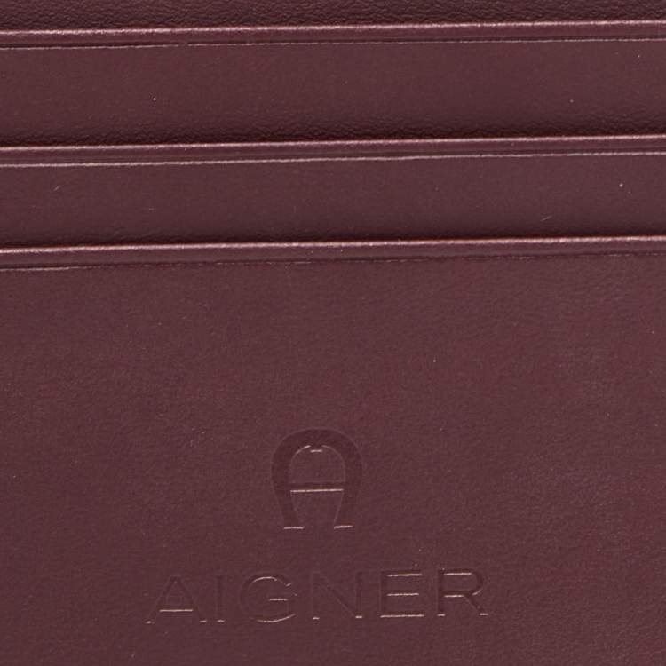 مملوكة مسبقًا Aigner Burgundy Leather Card Holder