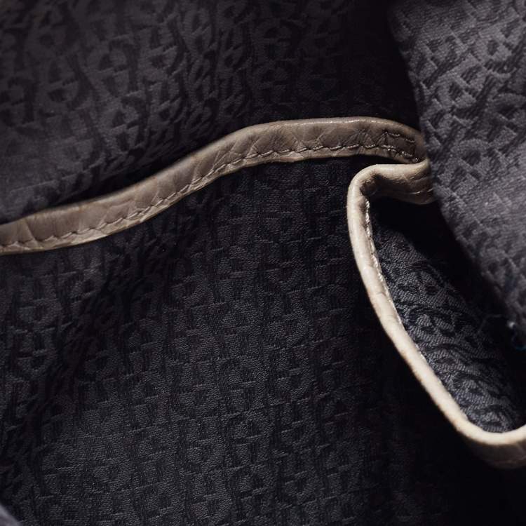 Pre Owned Aigner Grey Croc Embossed Leather Hobo