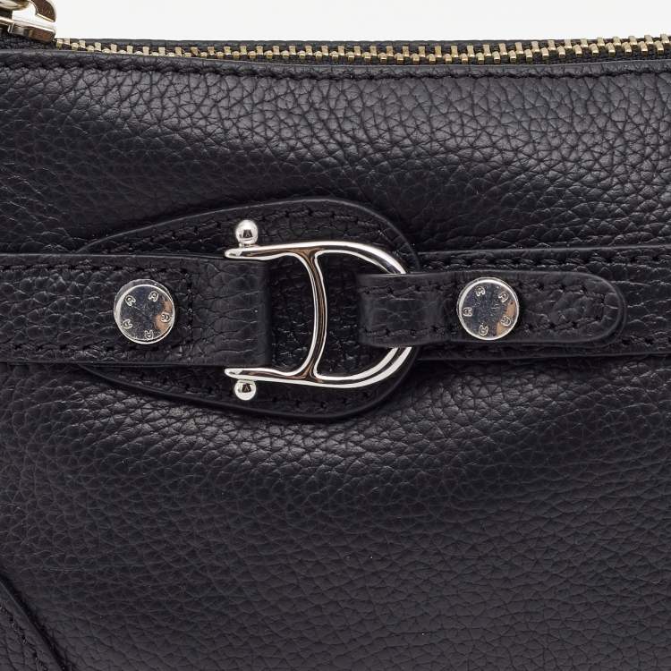 Pre Owned Aigner Black Leather Buckle Baguette Bag