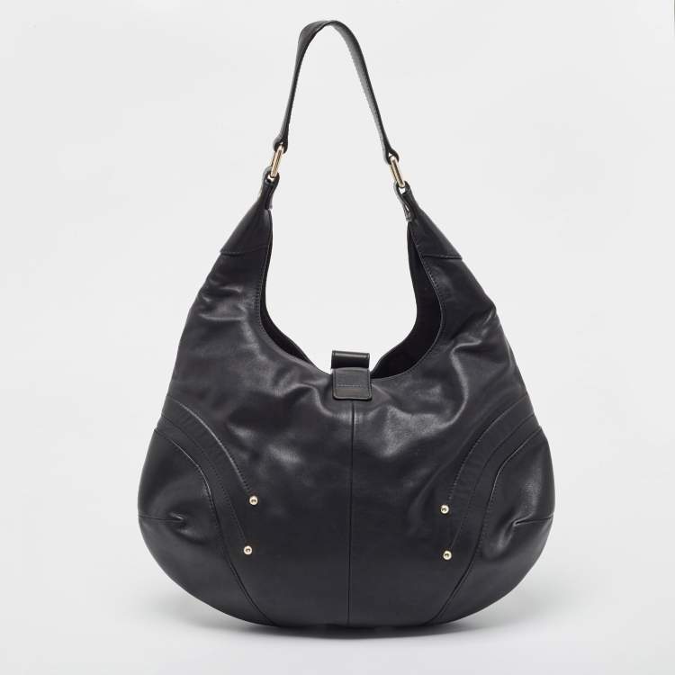 Pre Owned Aigner Black Leather Hobo