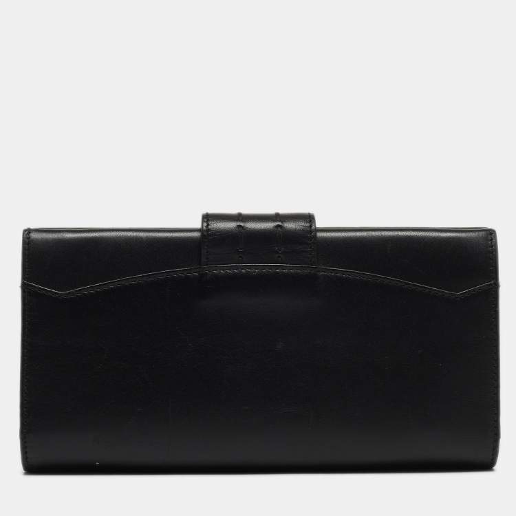 Pre Owned Aigner Black Leather Logo Continental Wallet
