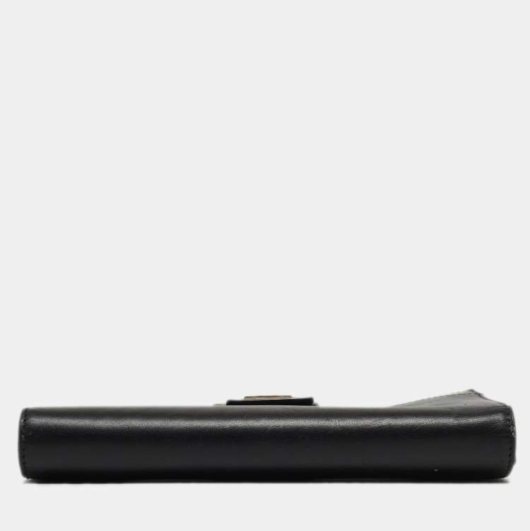 Pre Owned Aigner Black Leather Logo Continental Wallet