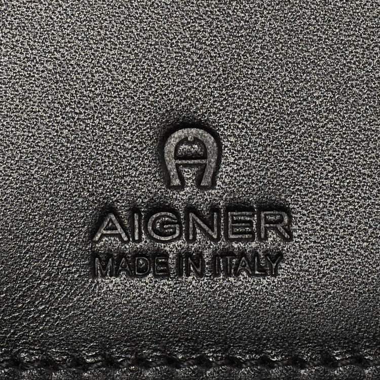 Pre Owned Aigner Black Leather Logo Continental Wallet