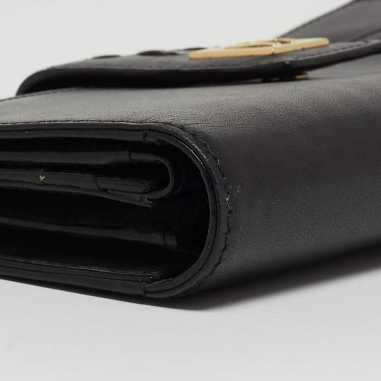 Pre Owned Aigner Black Leather Logo Continental Wallet