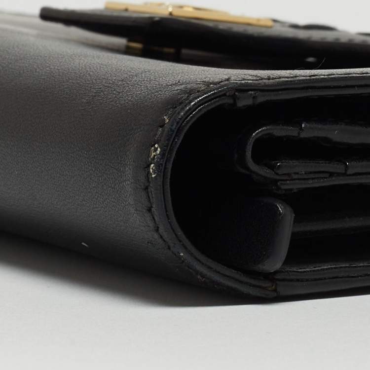 Pre Owned Aigner Black Leather Logo Continental Wallet