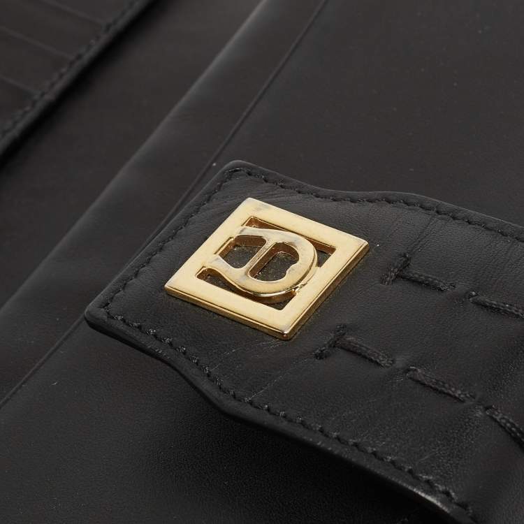 Pre Owned Aigner Black Leather Logo Continental Wallet