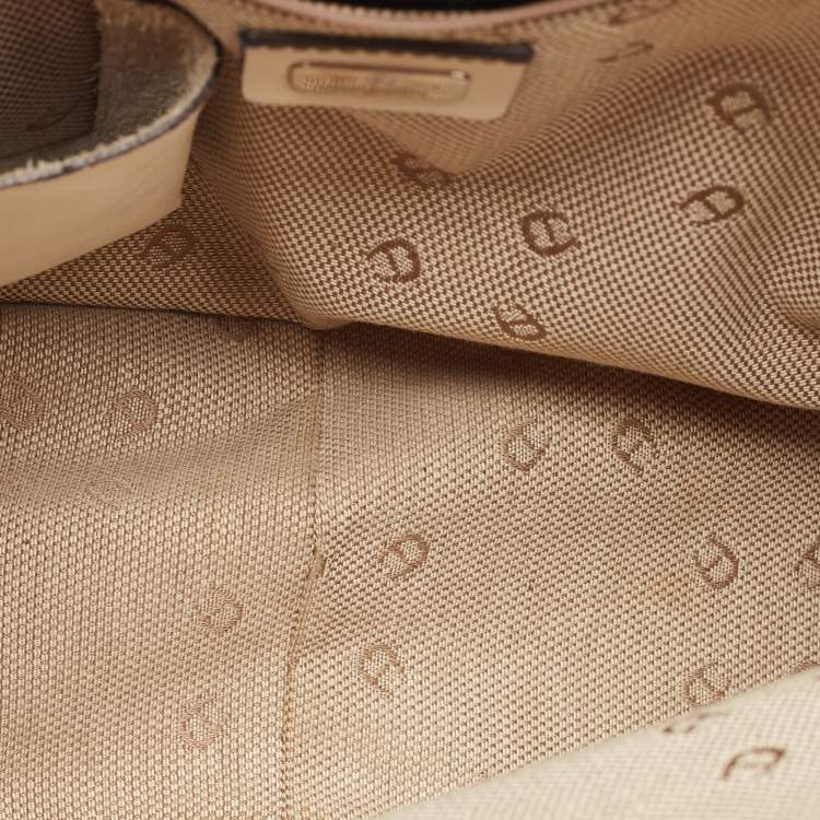 Pre Owned Aigner Light Beige Leather Frame Satchel