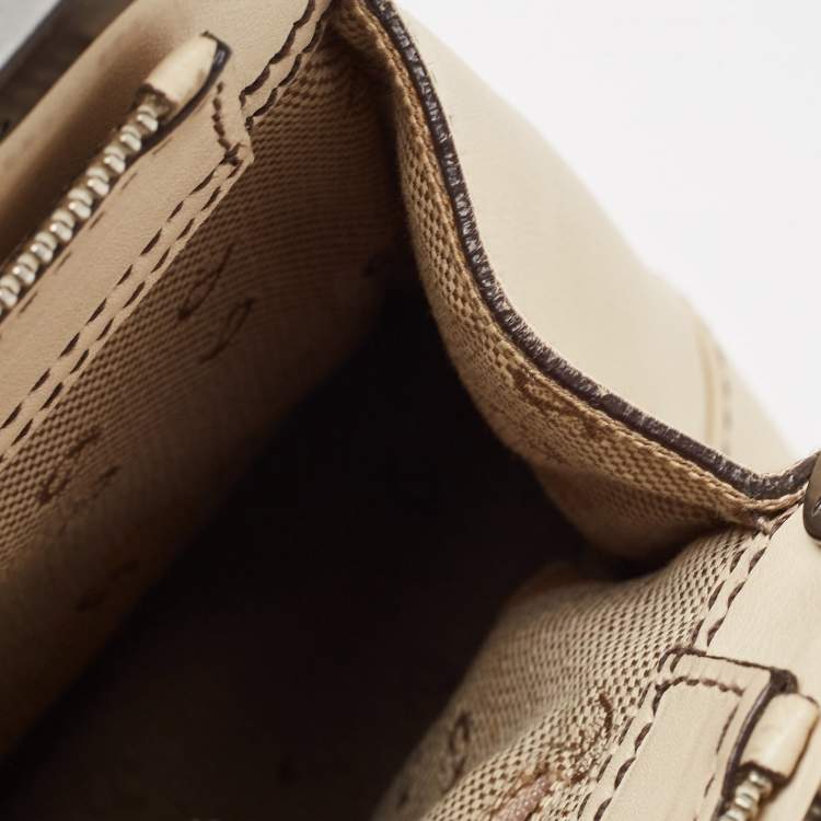 Pre Owned Aigner Light Beige Leather Frame Satchel