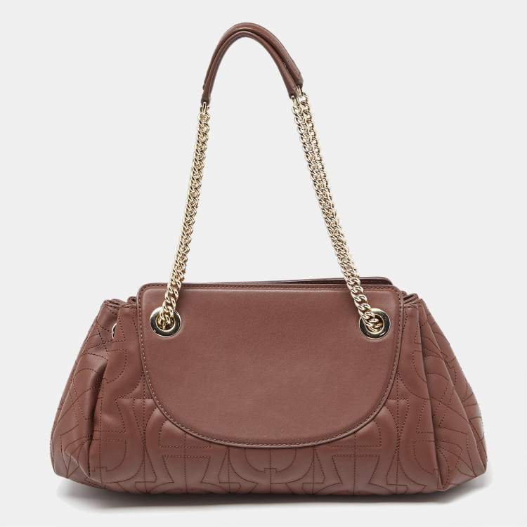 Pre Owned Aigner Brown Quilted Leather Chain Shoulder Bag