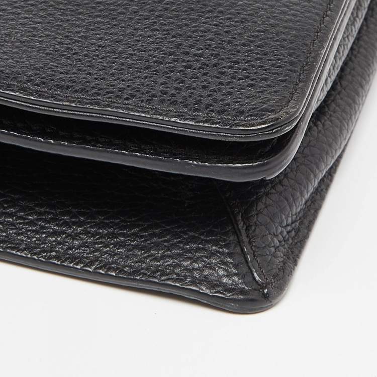Pre Owned Aigner Black Leather Flap Crossbody Bag