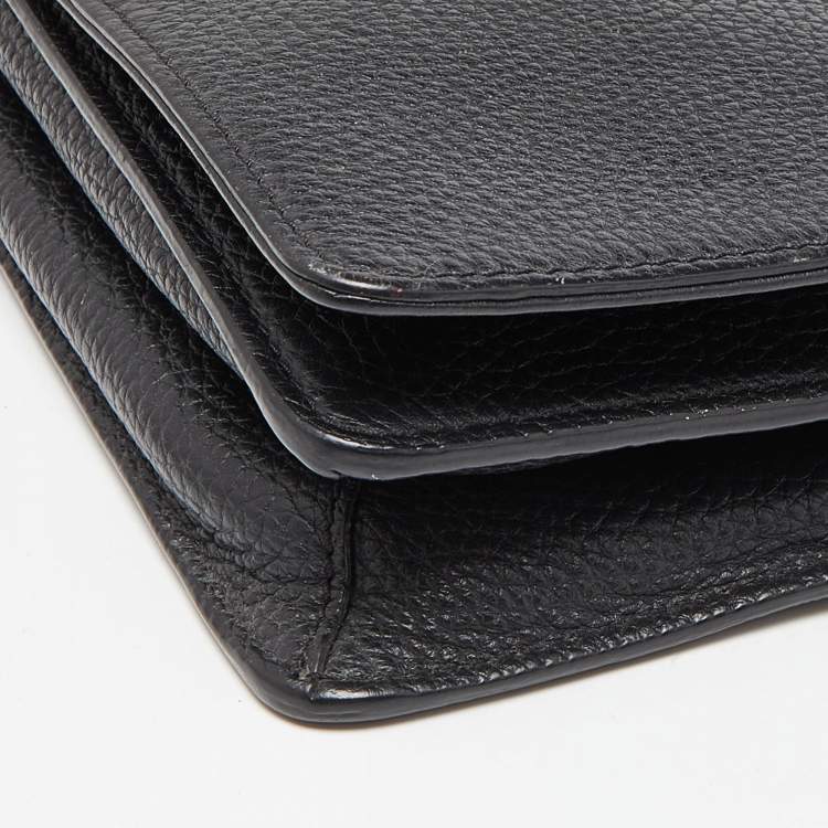 Pre Owned Aigner Black Leather Flap Crossbody Bag
