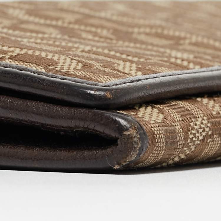 Pre Owned Aigner Beige/Brown Signature Canvas and Leather Flap Continental Wallet