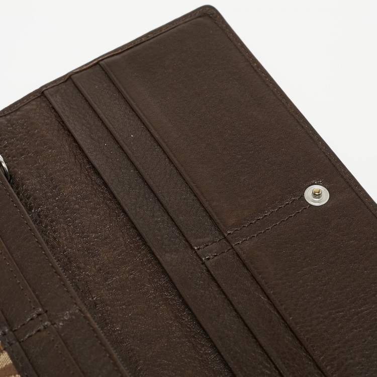 Pre Owned Aigner Beige/Brown Signature Canvas and Leather Flap Continental Wallet