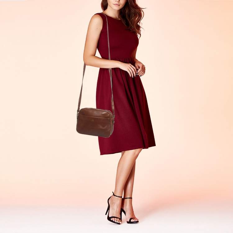 Pre Owned Aigner Brown Leather Crossbody Bag