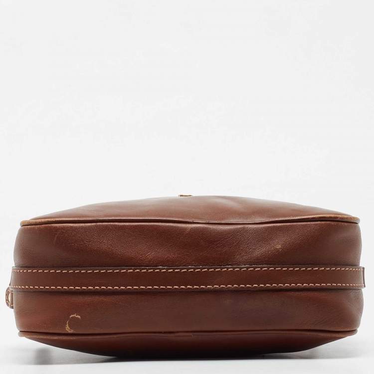 Pre Owned Aigner Brown Leather Crossbody Bag