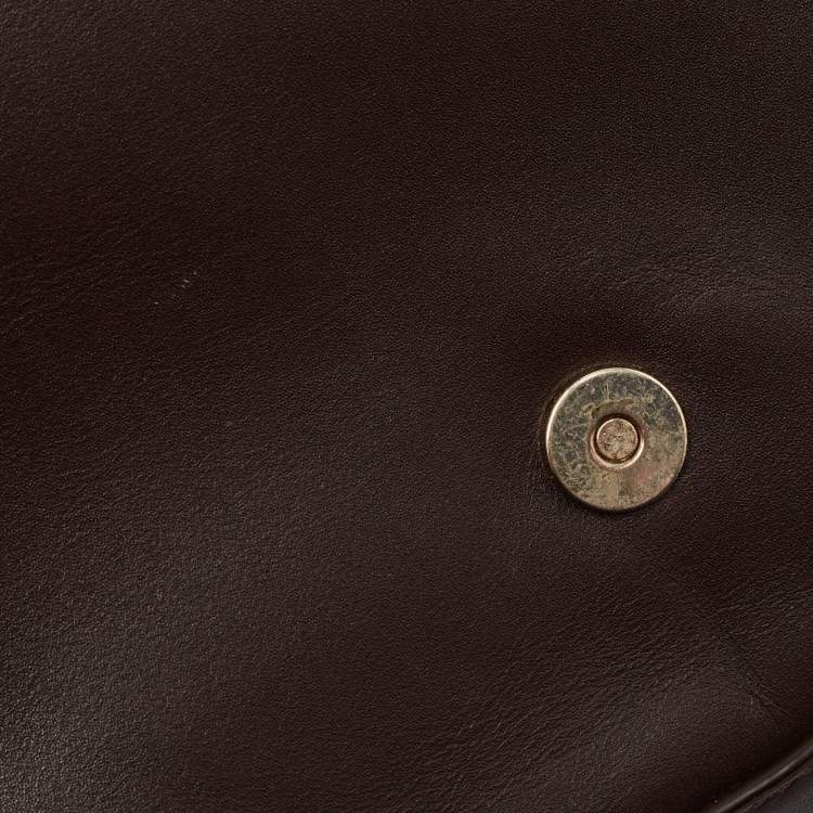 Pre Owned Aigner Burgundy Leather Turnlock Flap Shoulder Bag