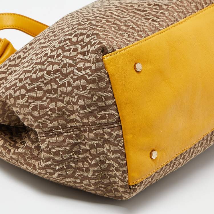Pre Owned Aigner Beige/Mustard Signature Canvas and Leather Tote