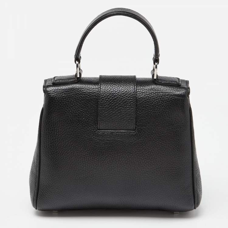 Pre Owned Aigner Black Leather Top Handle Bag