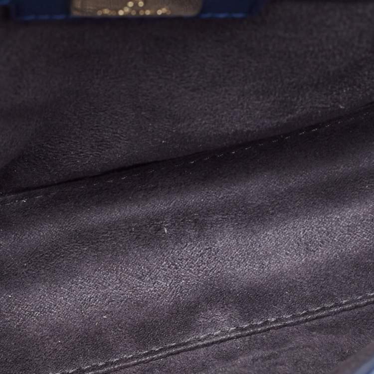 Pre Owned Aigner Navy Blue Leather Flap Chain Shoulder Bag