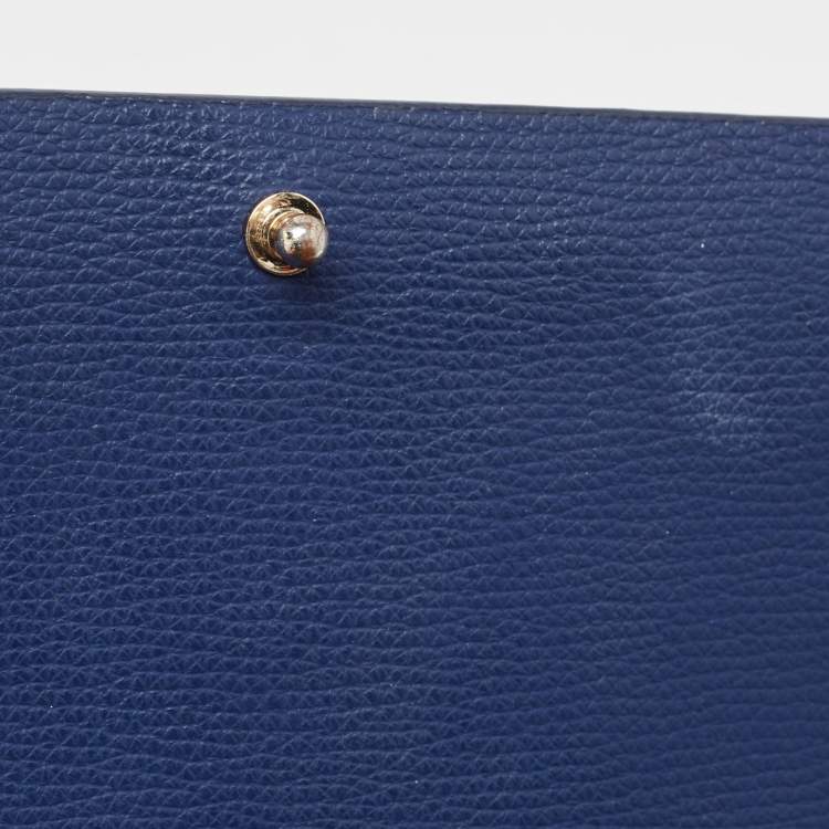 Pre Owned Aigner Navy Blue Leather Flap Chain Shoulder Bag
