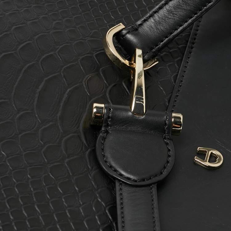 Pre Owned Aigner Black Python Embossed Leather and Leather Cavallina Tote