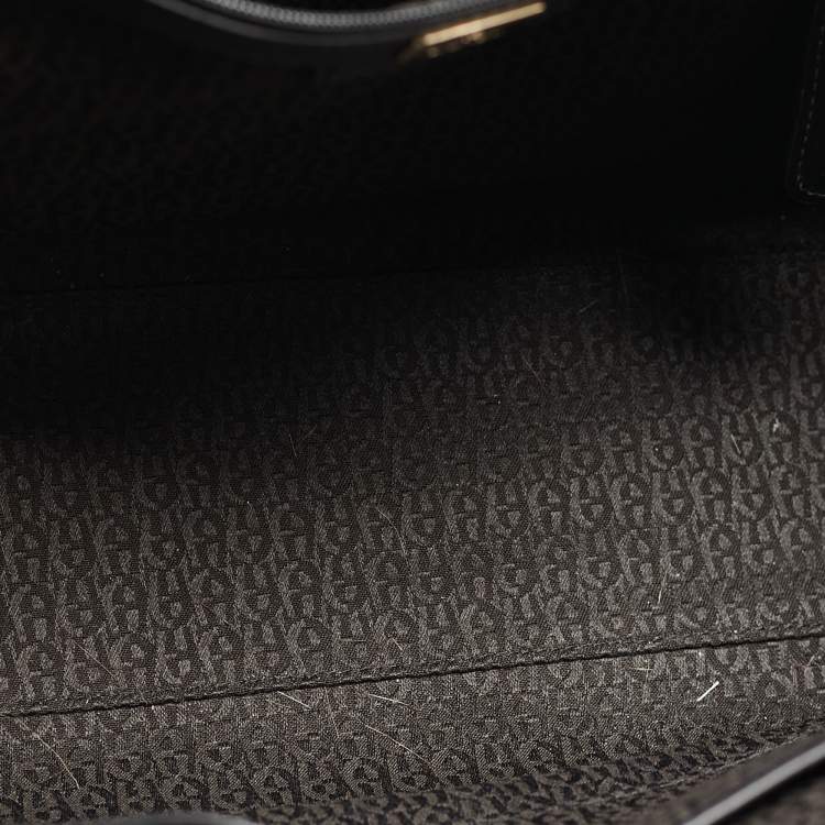 Pre Owned Aigner Black Python Embossed Leather and Leather Cavallina Tote