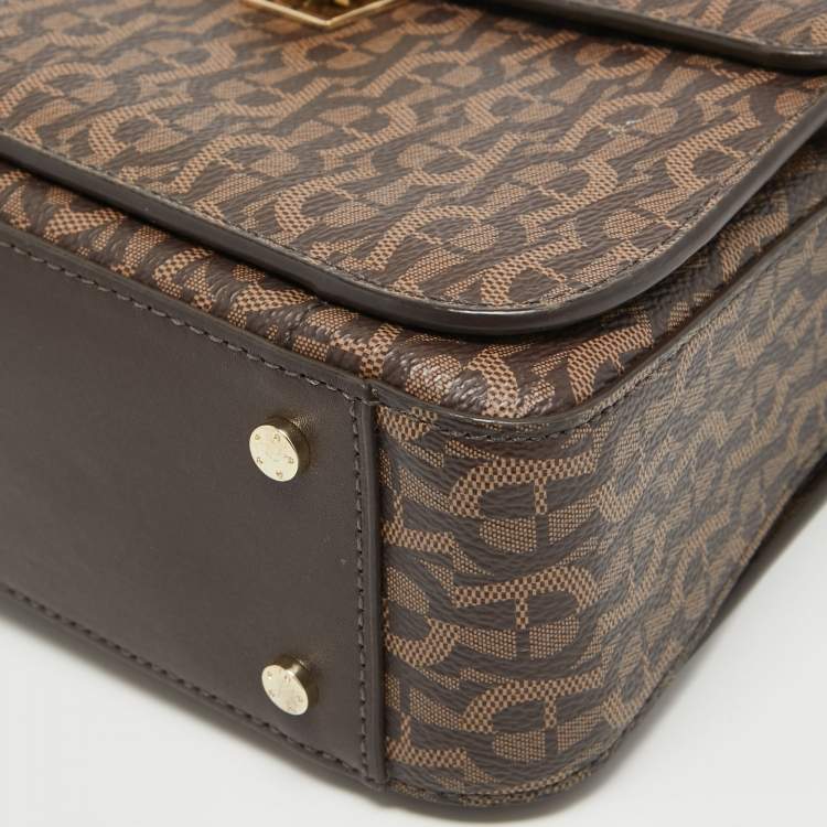 Pre Owned Aigner Brown Signature Coated Canvas Genoveva Top Handle Bag