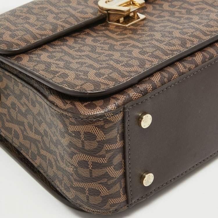 Pre Owned Aigner Brown Signature Coated Canvas Genoveva Top Handle Bag
