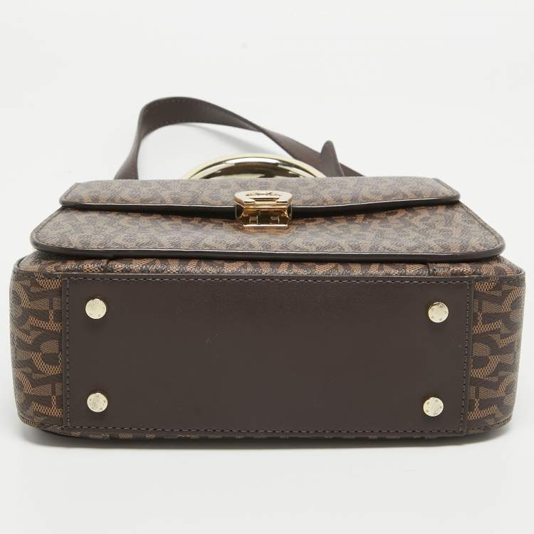 Pre Owned Aigner Brown Signature Coated Canvas Genoveva Top Handle Bag