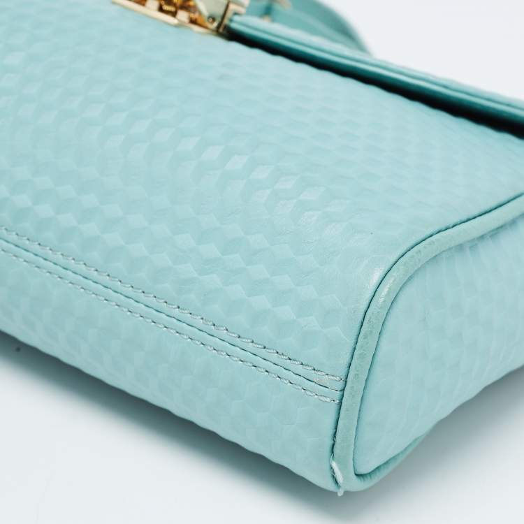 Pre Owned Aigner Light Turquoise Embossed Leather Genoveva Shoulder Bag