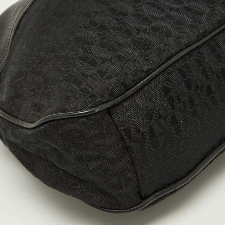 Pre Owned Aigner Black Signature Canvas and Leather Hobo